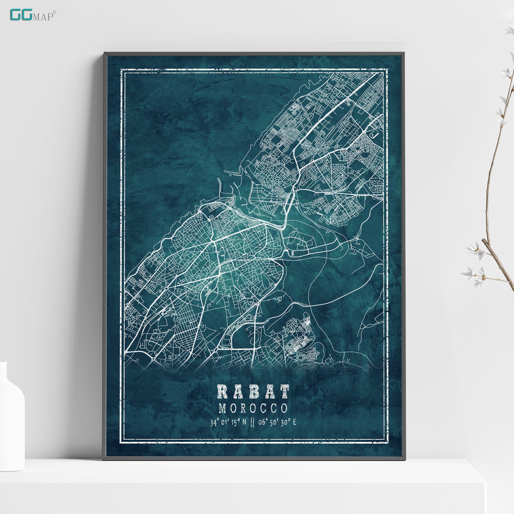 a poster of a map of the city of rabat