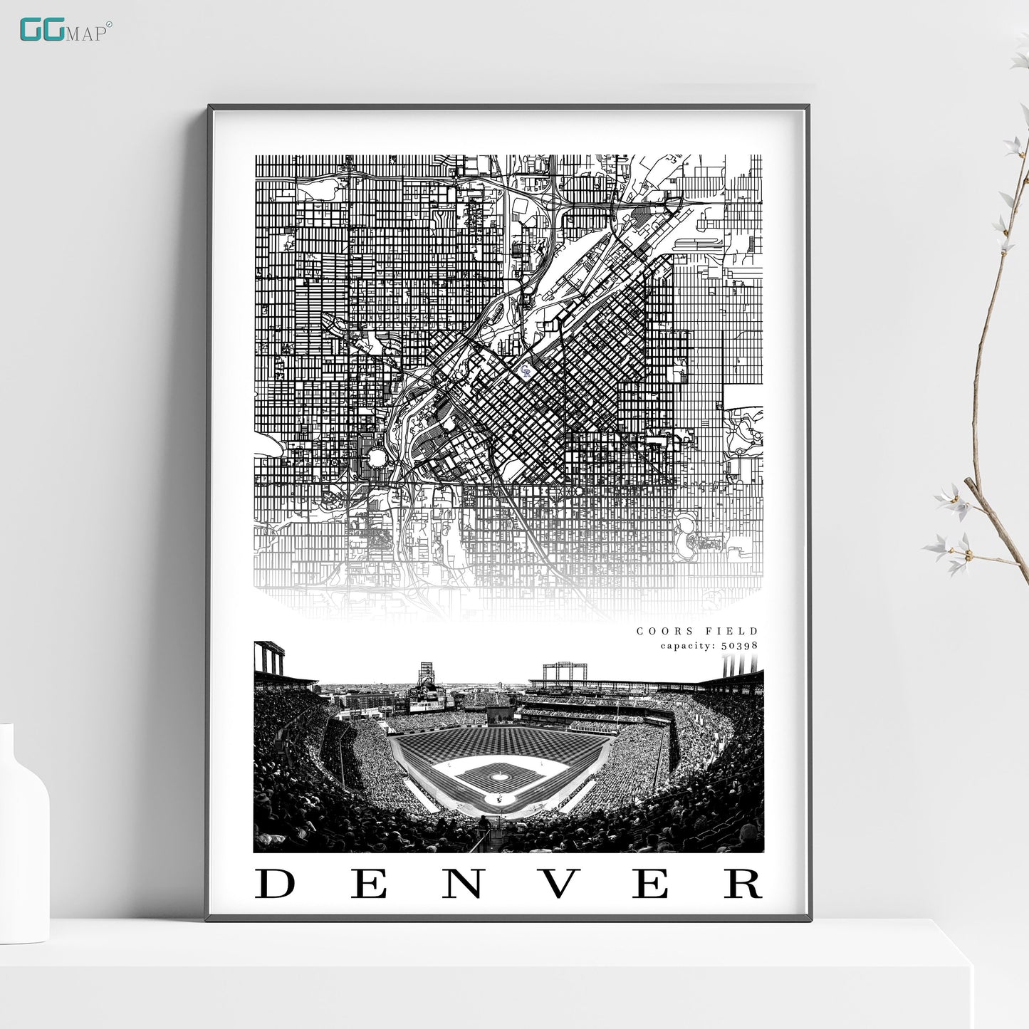 City map of DENVER - Home Decor Denver - Coors Field wall decor - Denver poster - Colorado Rockies - Print map