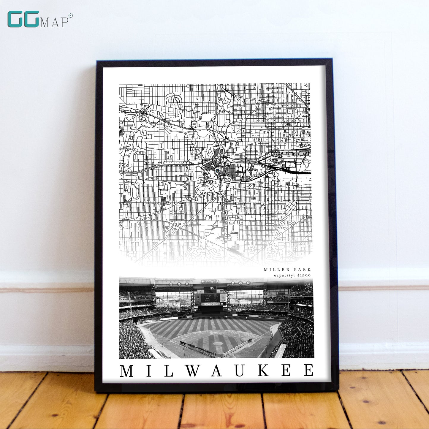 City map of MILWAUKEE - Home Decor Milwaukee - Miller Park wall decor - Milwaukee poster - Milwaukee Brewers - Print map