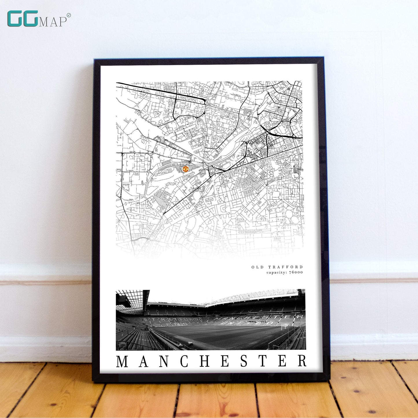 City map of MANCHESTER - Old Trafford Stadium - Home Decor Old Trafford - Manchester United gift - Old Trafford poster, Print map