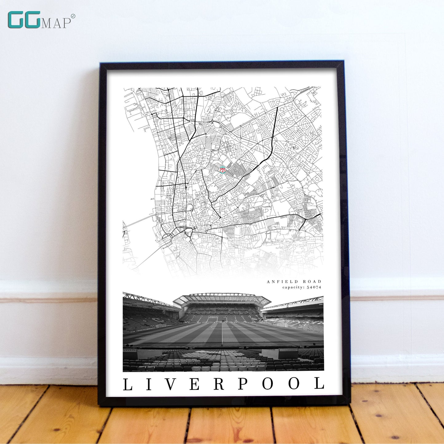 City map of LIVERPOOL - Anfield Stadium - Home Decor Anfield - Wall decor - Anfield gift - Print map - Liverpool Stadium