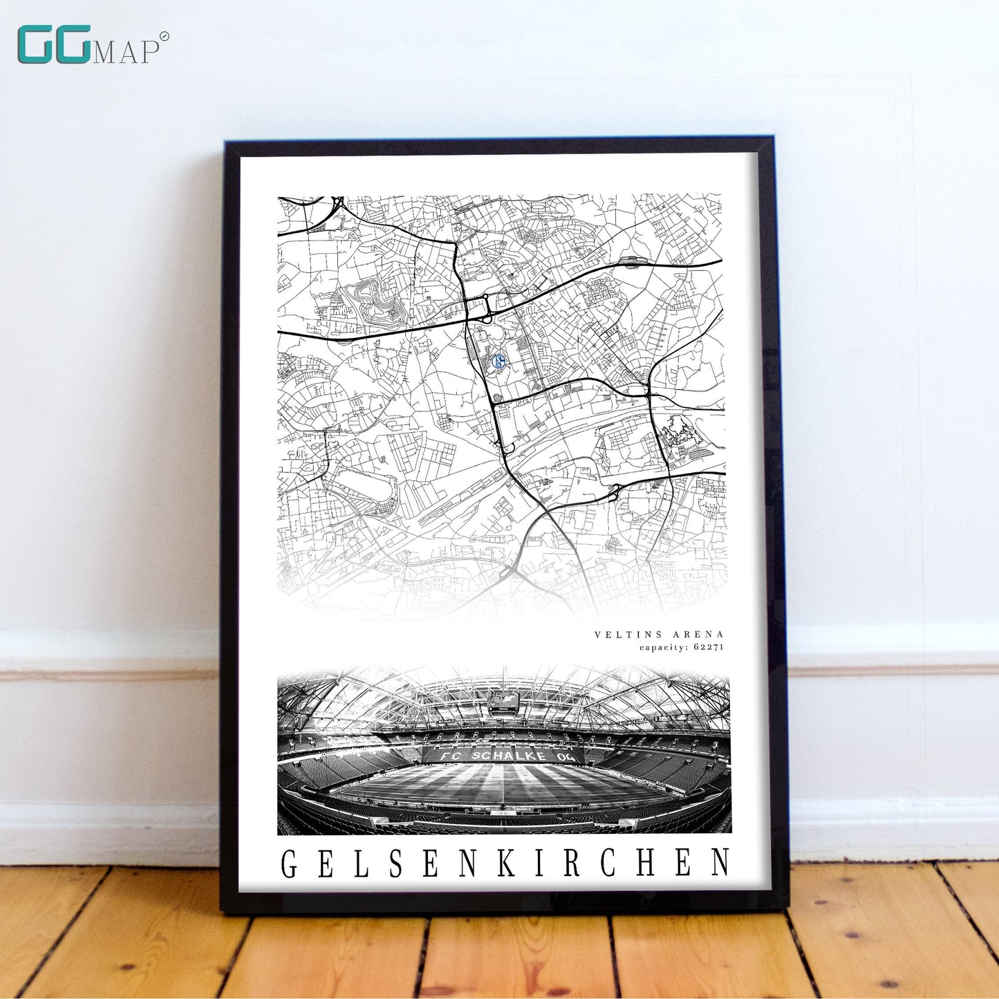 City map of GELSENKIRCHENN - Veltins arena Stadion - Home Decor Veltins arena - Wall decor Veltins arena - Veltins arena gift - Print map