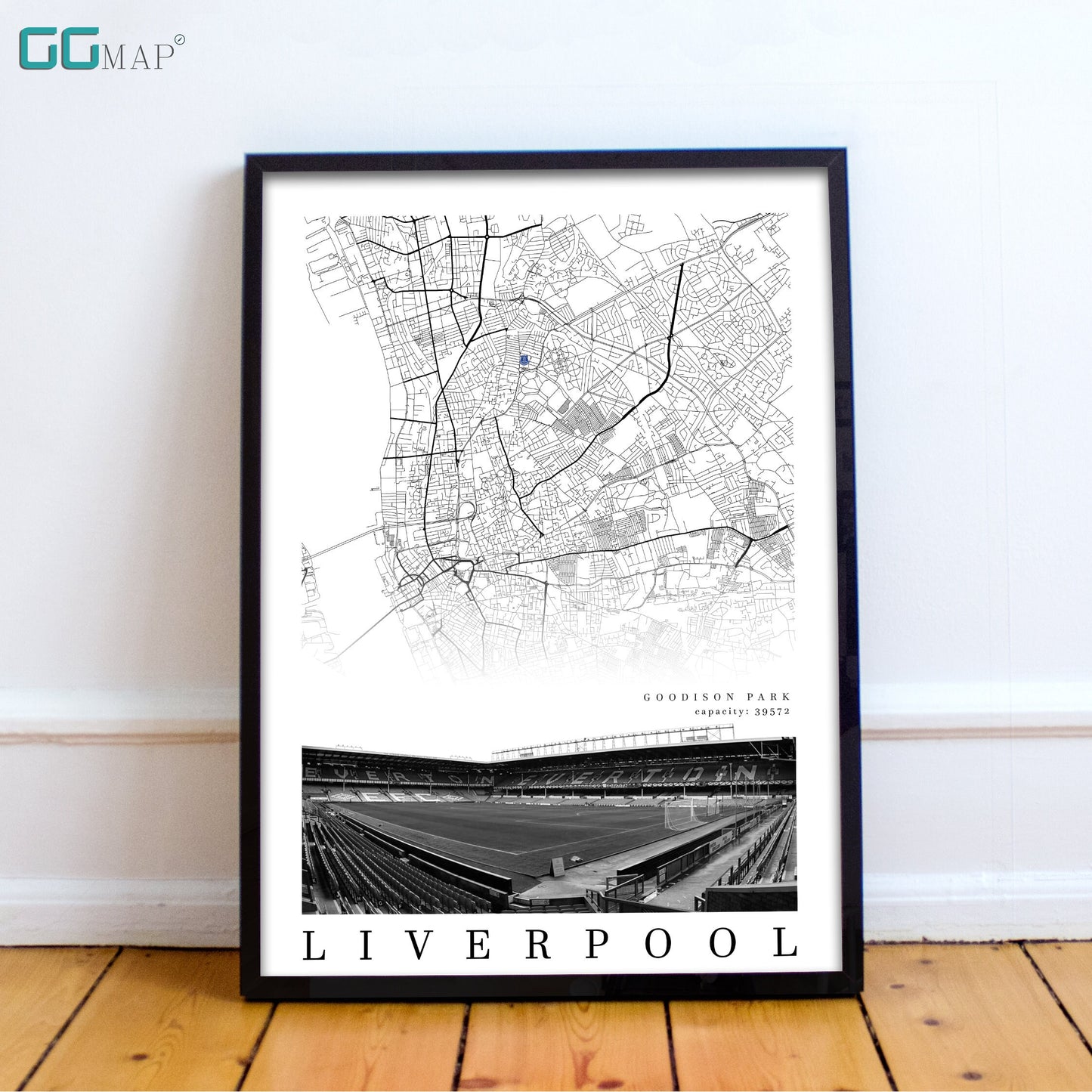 City map of LIVERPOOL - Goodison Park - Home Decor Goodison Park - Goodison Park gift - Goodison Park wall decor - Print map