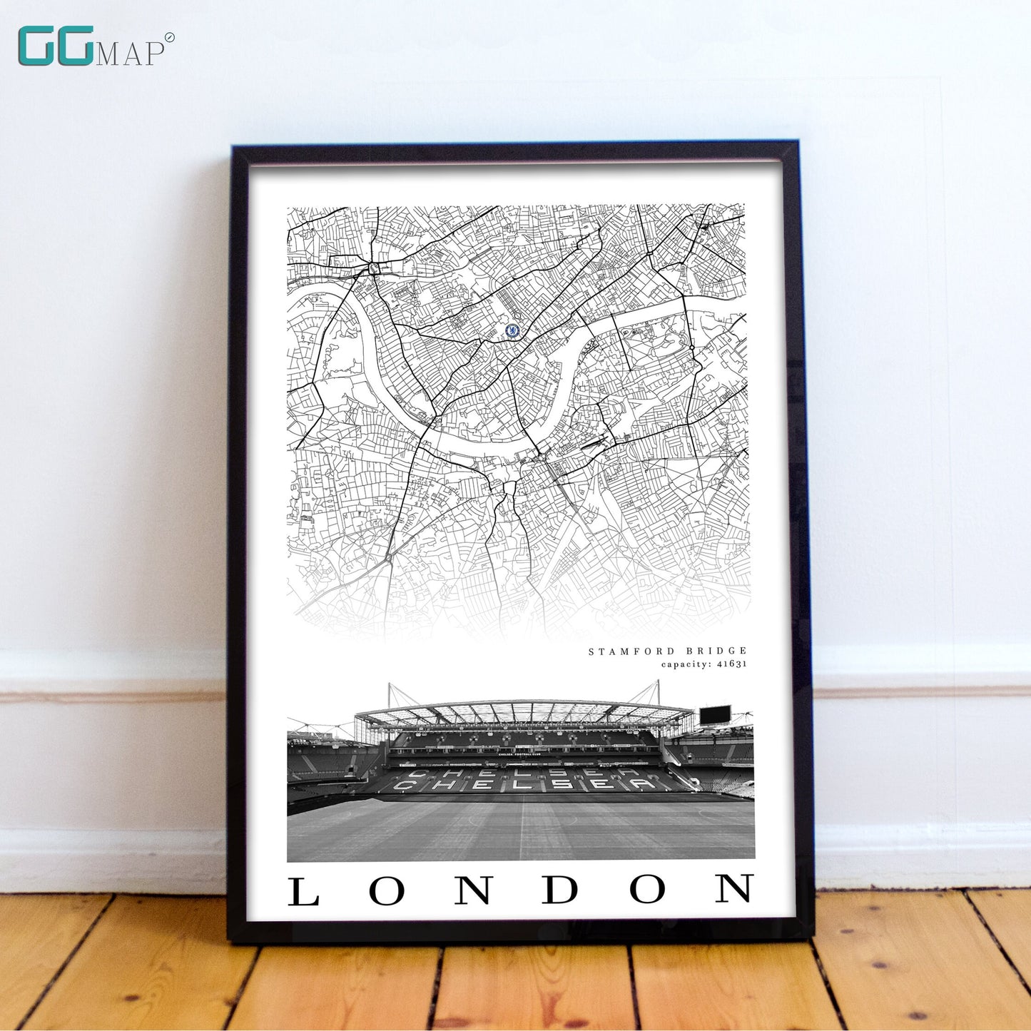 City map of LONDON - Stamford Bridge Stadium - Home Decor Stamford Bridge - Wall decor - Stamford Bridge - Stamford Bridge gift - Print map