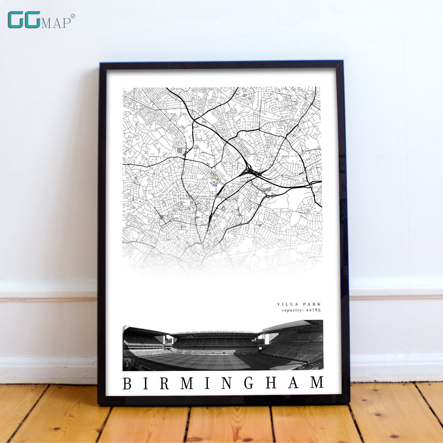 City map of BIRMINGHAM - Villa Park - Home Decor Villa Park - Villa Park gift - Villa Park wall decor - Print map