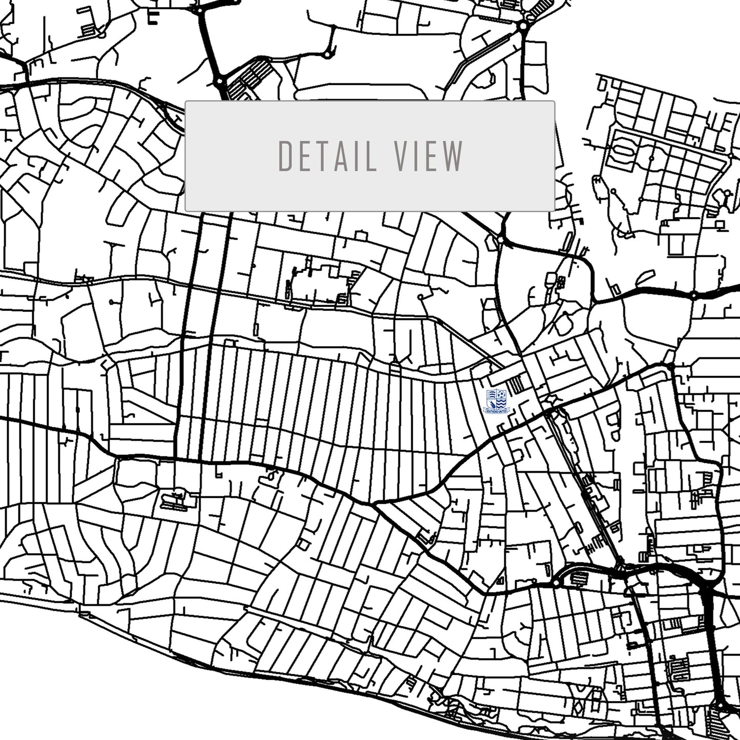 City map of SOUTHEND-ON-SEA -  Roots Hall Football Stadium - Home Decor  Roots Hall - Wall decor -  Southend United stadium - Print map