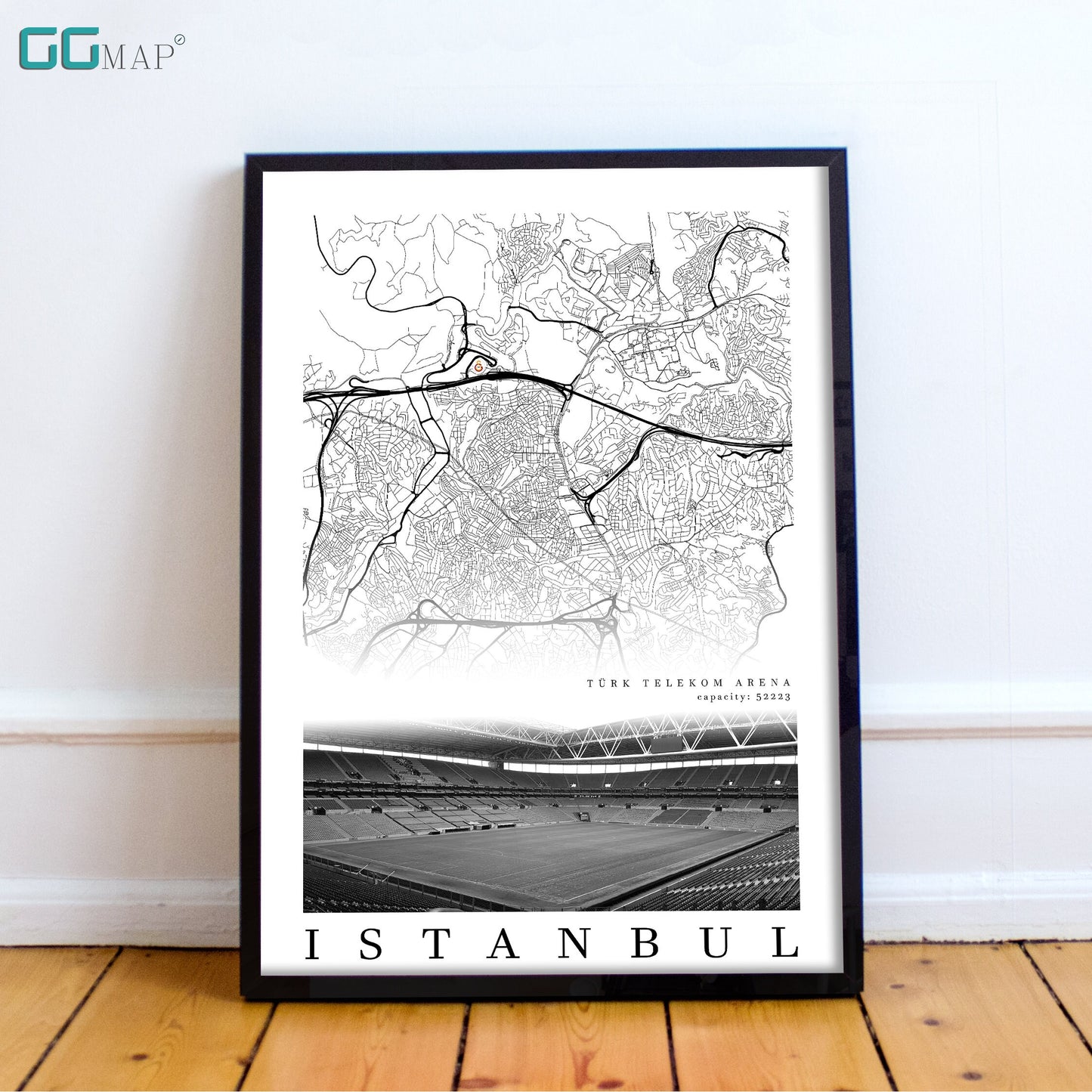 City map of ISTANBUL - Trk Telekom Arena - Wall Decor Trk Telekom Arena - Galatasaray stadium - Trk Telekom Arena gift - Print map