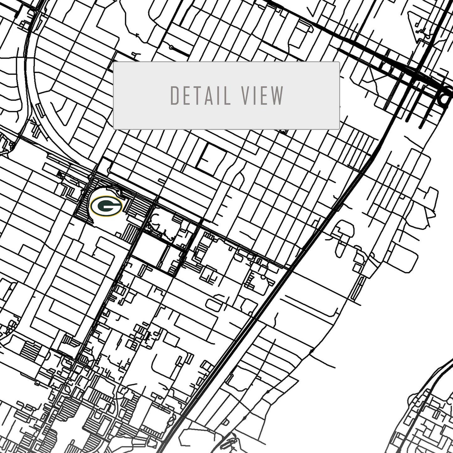 City map of GREEN BAY - Lambeau Field - Home Decor Green Bay - Lambeau Field wall decor - Green Bay Packers - Print map -