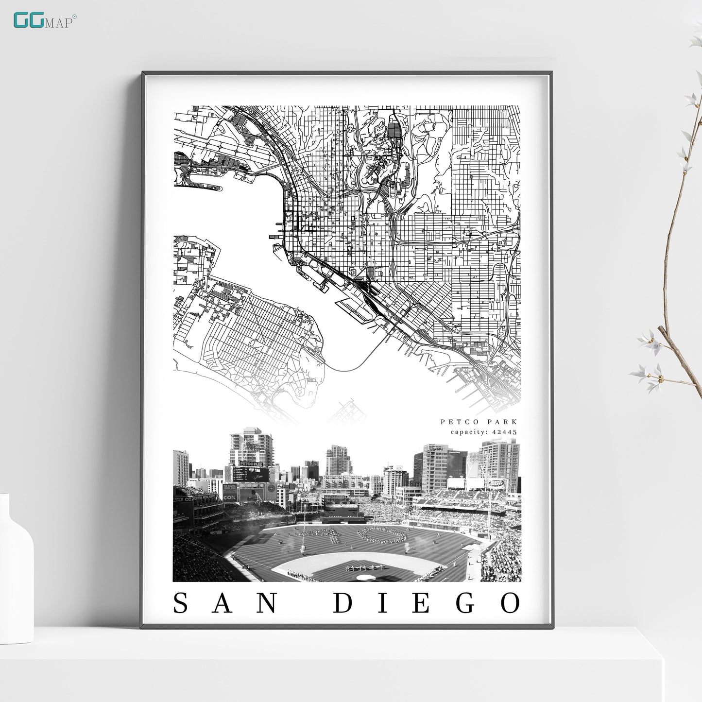 City map of SAN DIEGO - Home Decor San Diego - Petco Park wall decor - San Diego poster - San Diego Padres - Print map