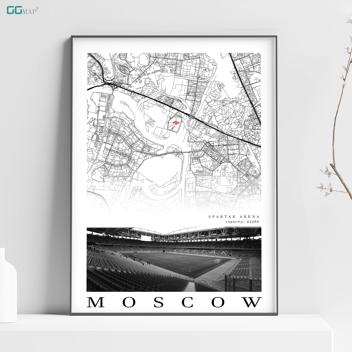 City map of MOSCOW - Spartak arena - Home Decor Spartak arena - Spartak arena gift - Spartak arena wall decor - Print map