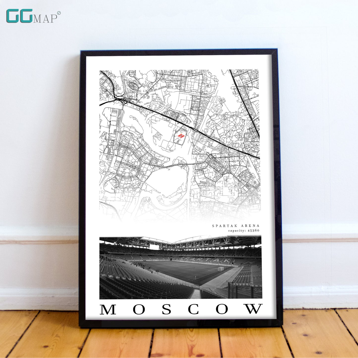 City map of MOSCOW - Spartak arena - Home Decor Spartak arena - Spartak arena gift - Spartak arena wall decor - Print map