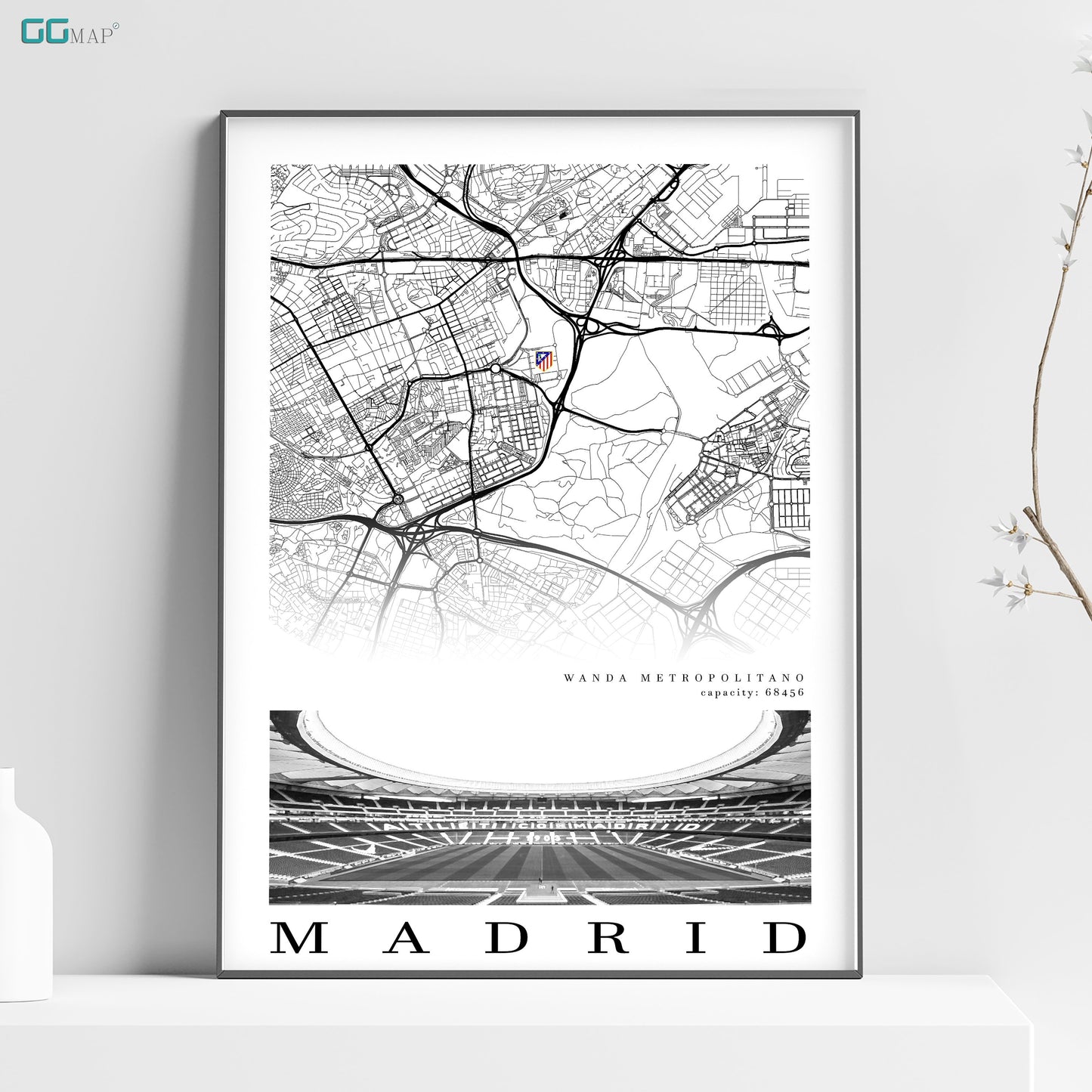 City map of MADRID - Wanda Metropolitano Stadium - Home Decor Wanda Metropolitano - Wanda Metropolitano - Estadio Wanda Metropolitano poster