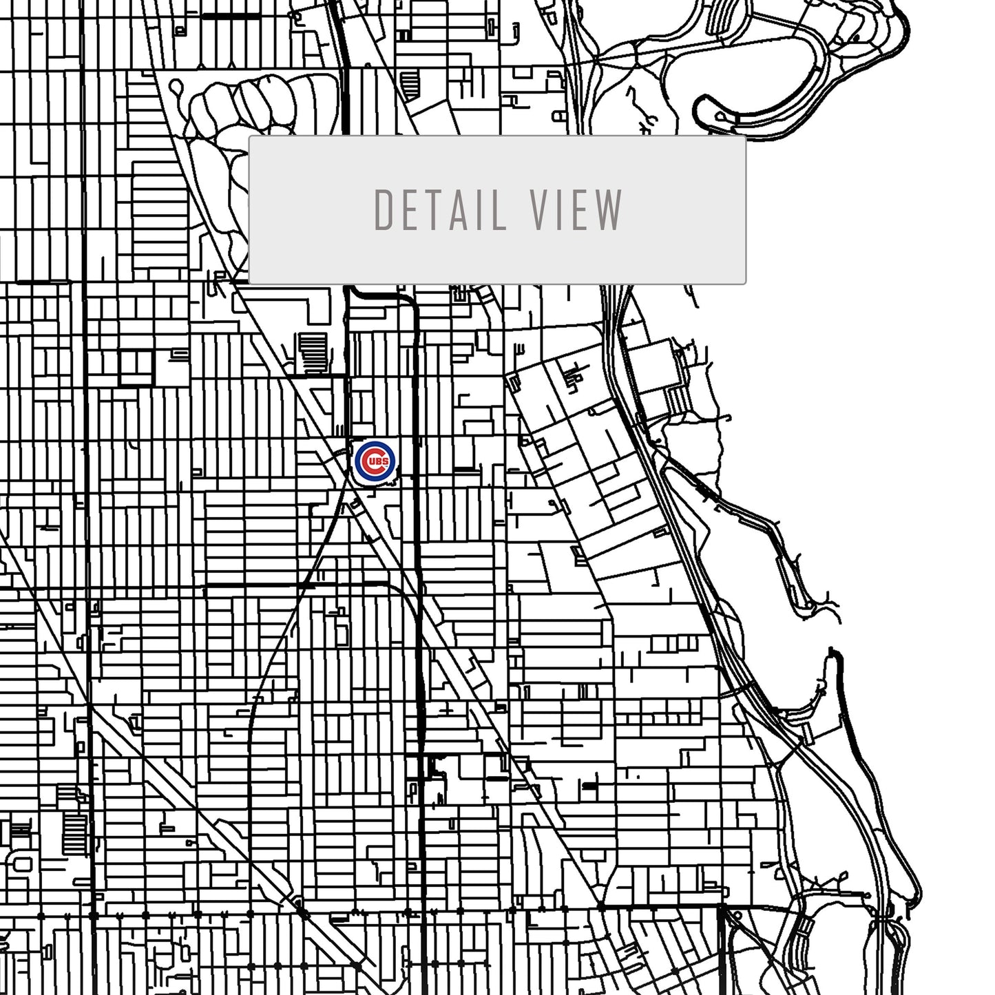 City map of CHICAGO - Home Decor Chicago - Wrigley Field wall decor - Chicago poster - Chicago Cubs - Print map