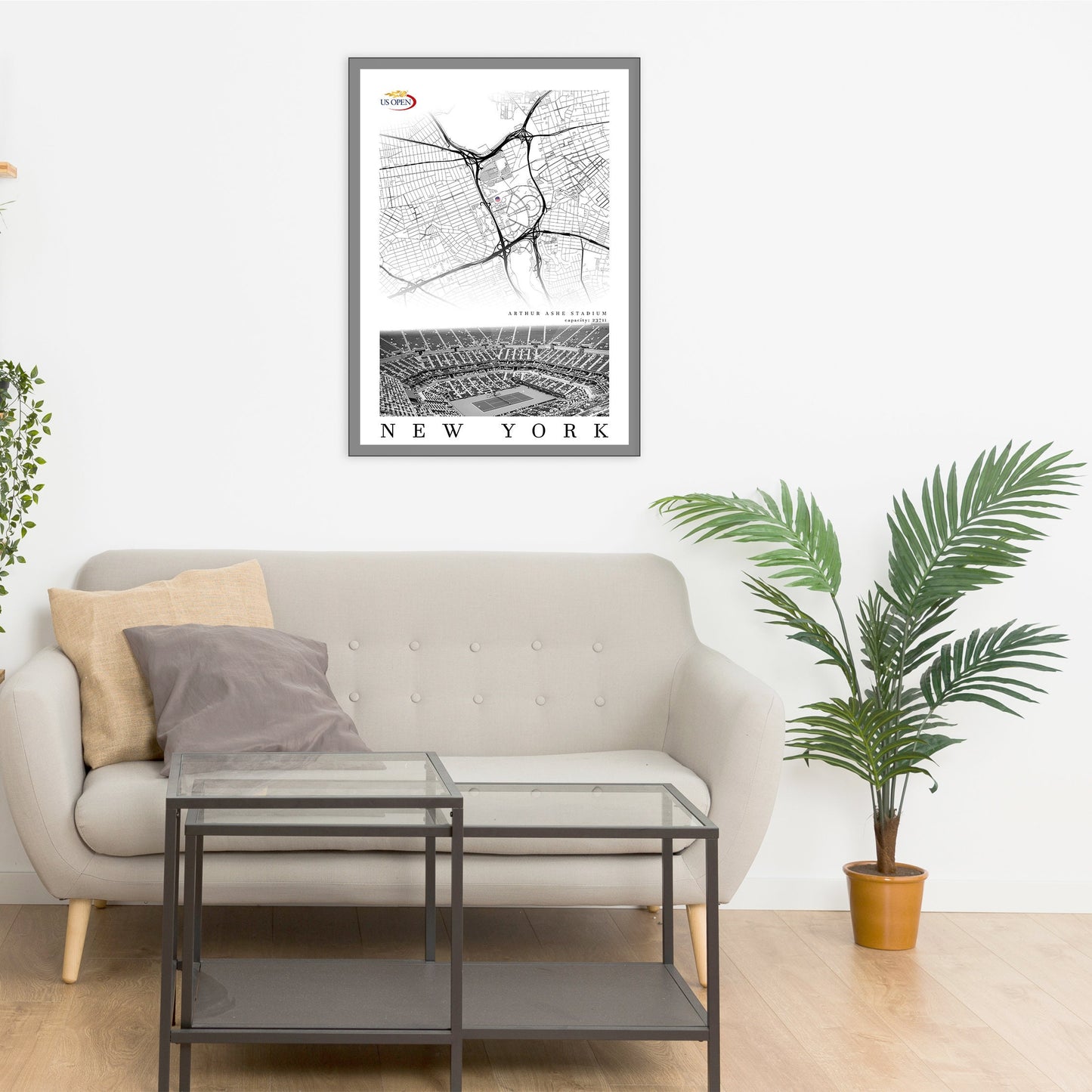 City map of NEW YORK - Arthur Ashe Stadium - Home Decor US open - Wall decor Arthur Ashe Stadium - Arthur Ashe Stadium gift - Print map