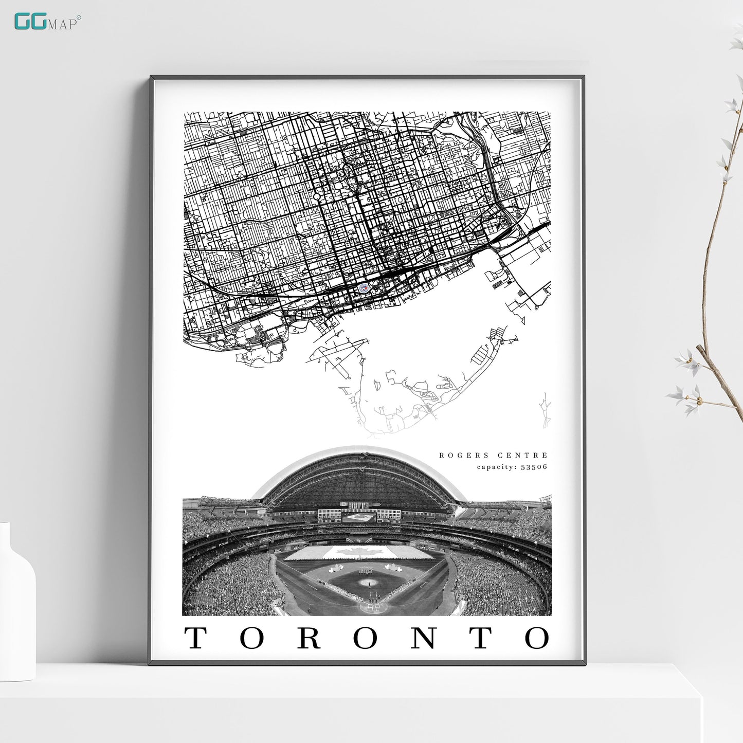 City map of TORONTO - Home Decor Toronto - Rogers Centre wall decor - Toronto poster - Print map - Toronto Blue Jays