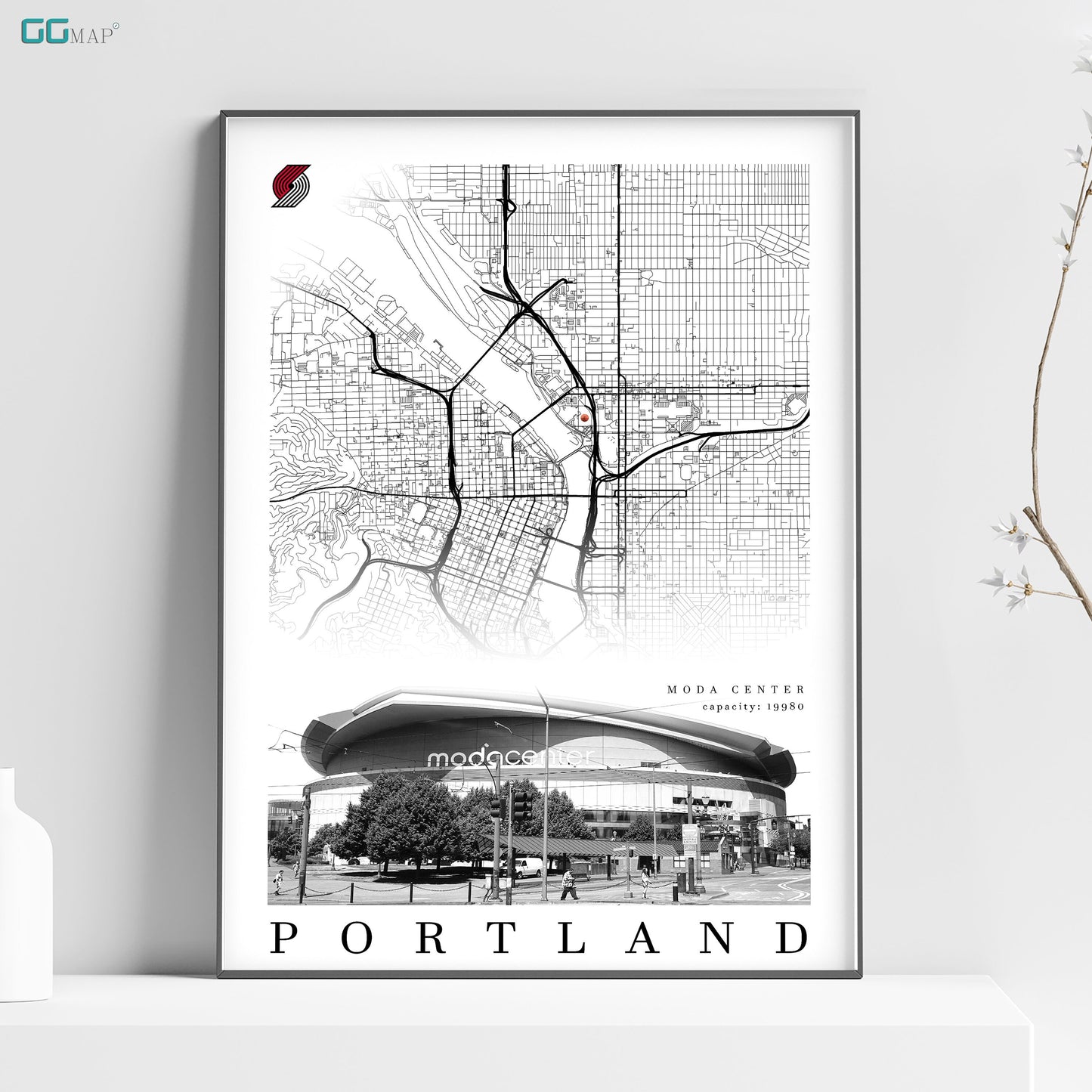 City map of PORTLAND - Moda Center - Home Decor Portland - Moda Center wall decor - Portland poster - Portland gift - Print map