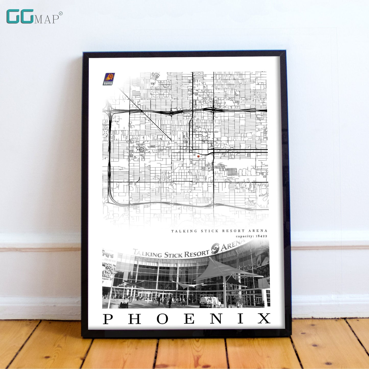 City map of PHOENIX - Talking Stick Resort Arena - Home Decor Phoenix - Talking Stick Resort Arena wall decor - Phoenix poster - Print map