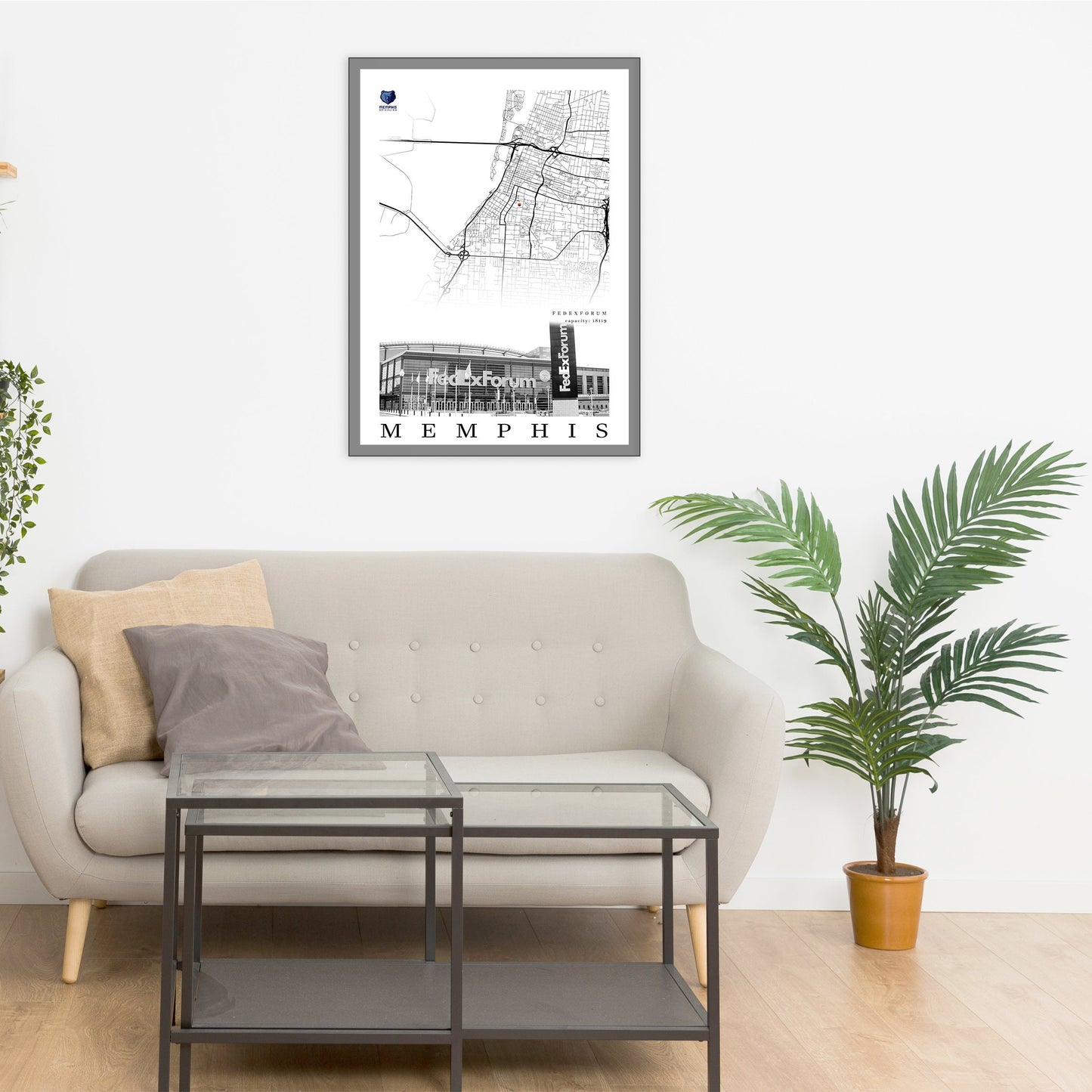 City map of MEMPHIS - FedExForum - Home Decor Memphis - FedExForum - Memphis wall decor - Memphis poster - FedExForum gift - Print map