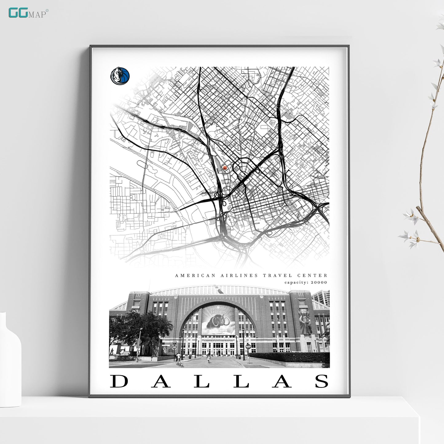 City map of DALLAS - American Airlines Travel Center - Home Decor Dallas - Dallas wall decor - Dallas poster - Dallas gift - Print map