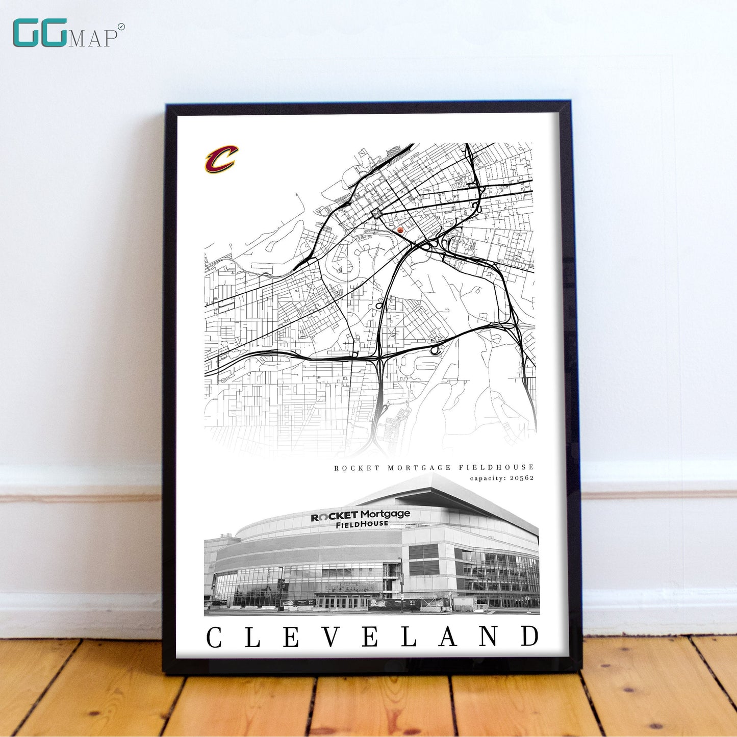 City map of CLEVELAND - Rocket Mortgage FieldHouse - Home Decor Cleveland - Cleveland wall decor - Cleveland poster - Print map