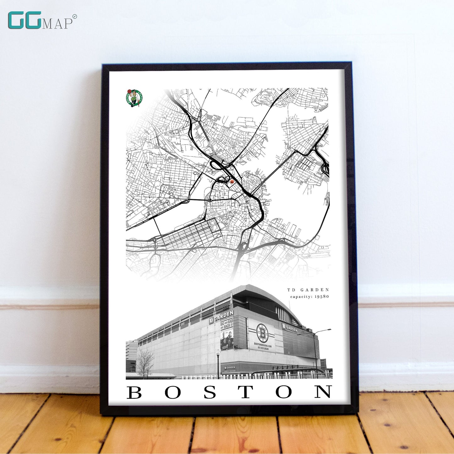 City map of BOSTON - TD Garden - Home Decor Boston - TD Garden wall decor - Boston poster - Boston gift - Print map