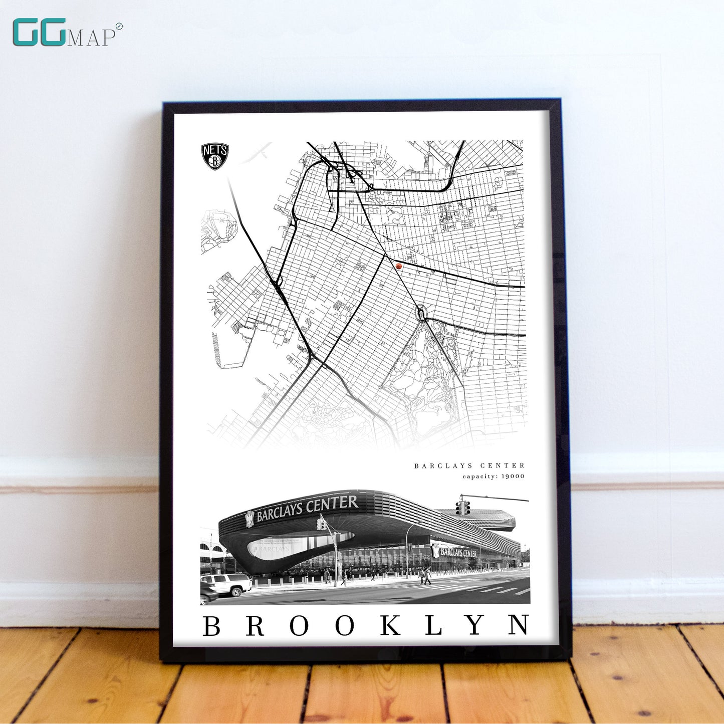 City map of BROOKLYN - Barclays Center - Home Decor Brooklyn - Barclays Center wall decor - Brooklyn poster - Print map