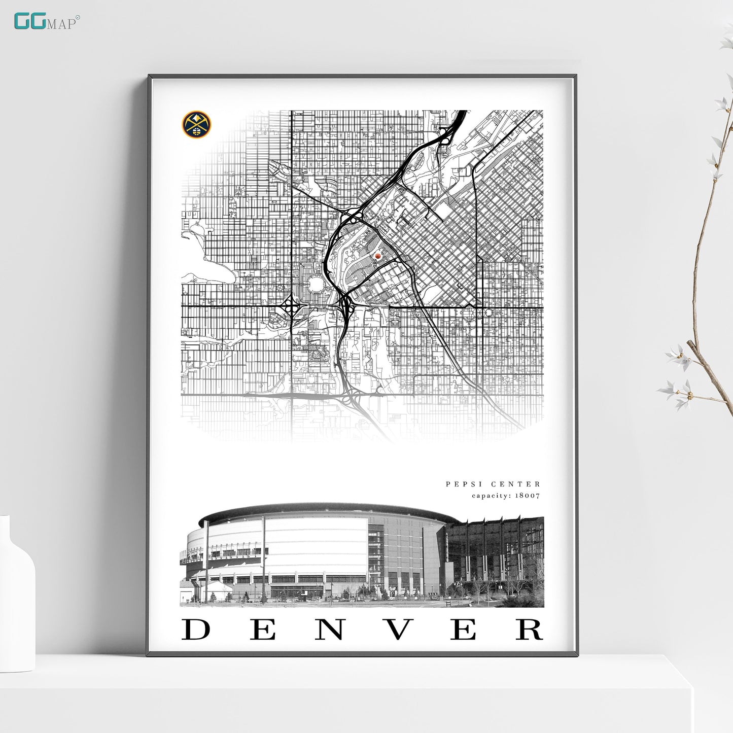 City map of DENVER - Pepsi Center - Home Decor Denver - Pepsi Center - Denver poster - Pepsi Center gift - Print map