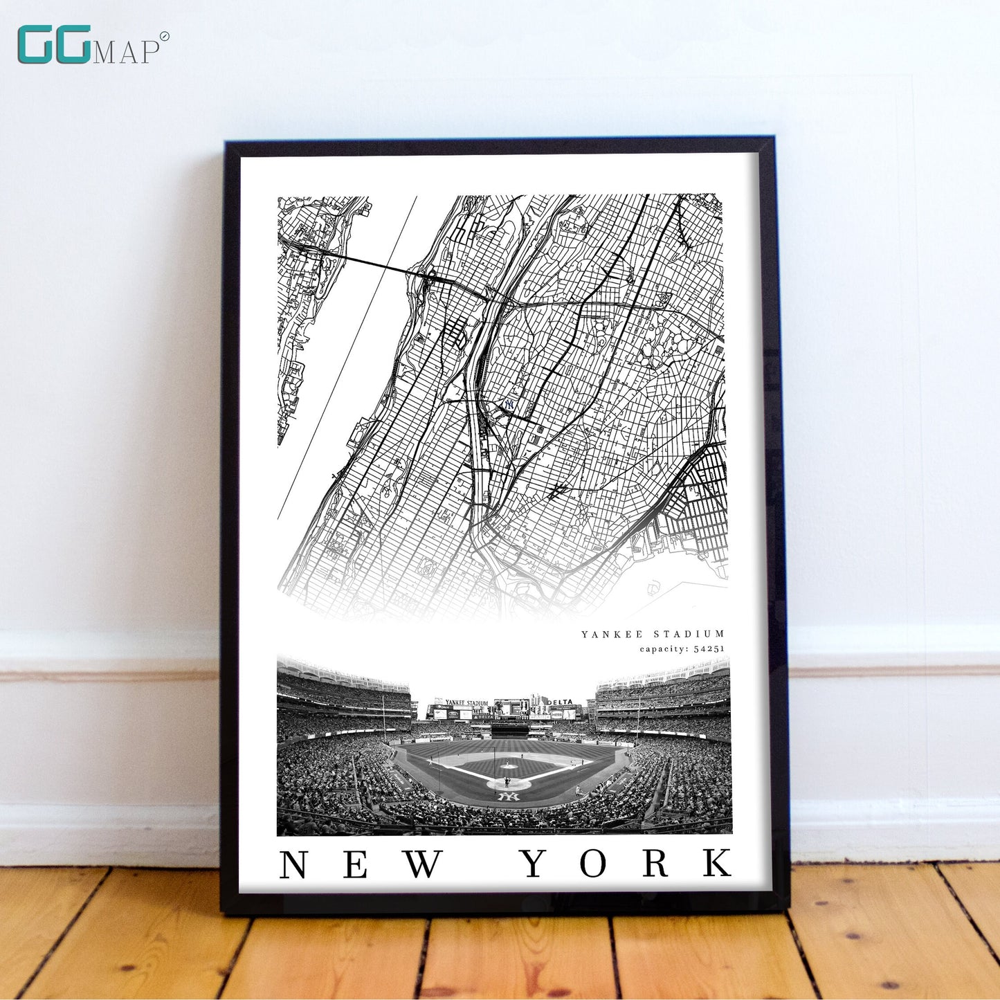 City map of NEW YORK - Yankee Stadium - Home Decor New York - Yankee Stadium wall decor - New York poster - Print map