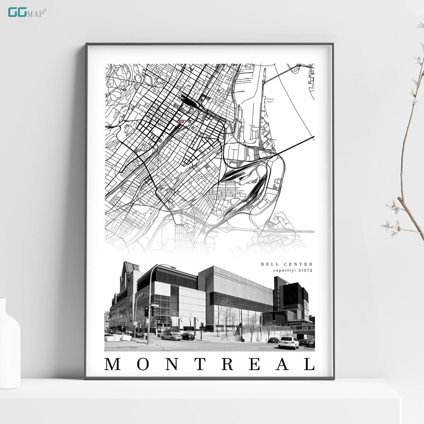 City map of MONTREAL - Bell Center - Home Decor Montreal - Bell Center wall decor - Montreal poster - Print map -