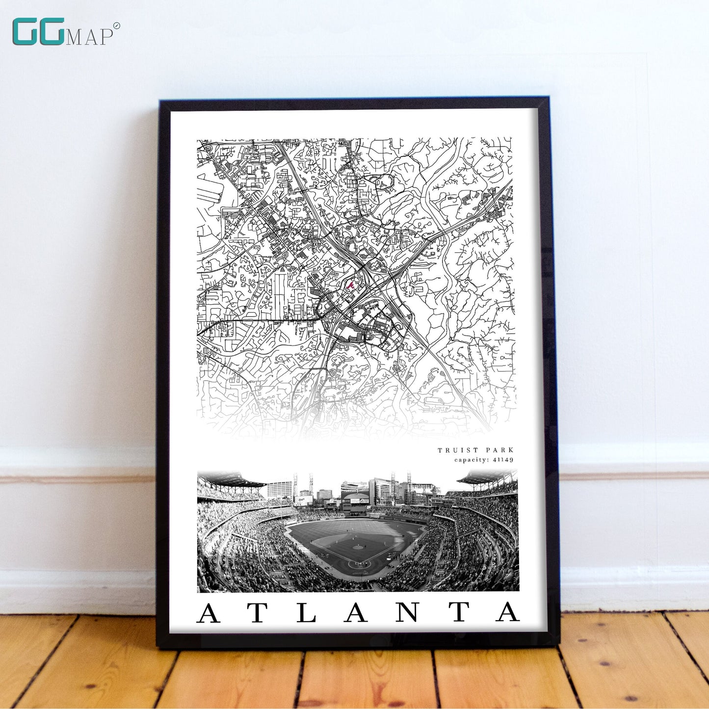 City map of ATLANTA - Home Decor Atlanta - Truist Park wall decor - Atlanta poster - Atlanta Braves - Print map