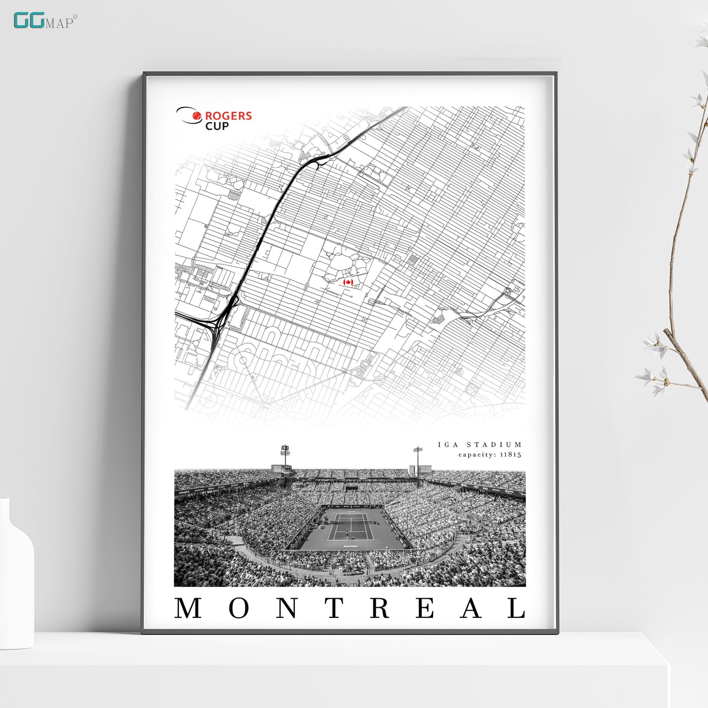 City map of MONTREAL - IGA Stadium - IGA Stadium gift - Montreal wall decor - Montreal poster - Montreal home decor - Print map