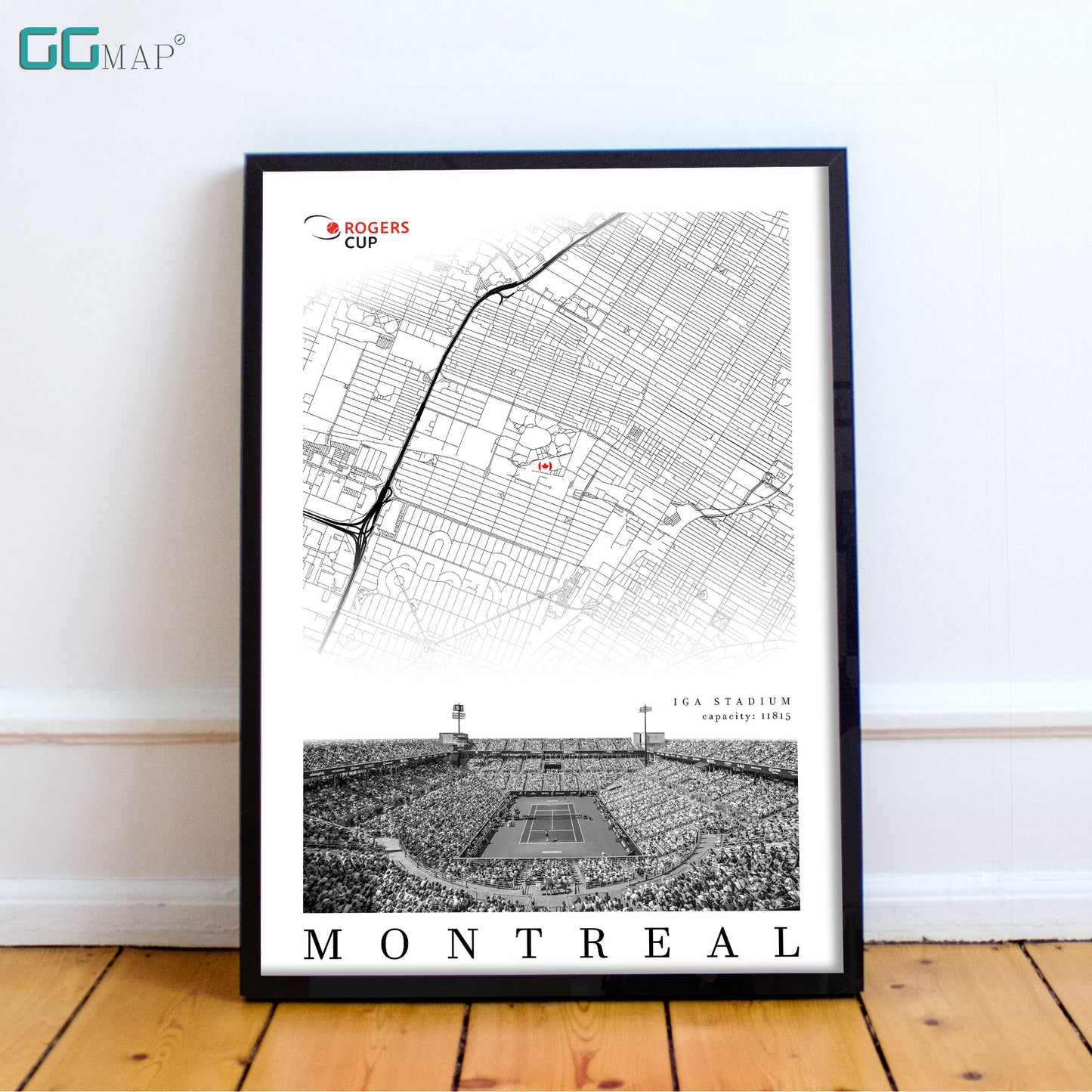 City map of MONTREAL - IGA Stadium - IGA Stadium gift - Montreal wall decor - Montreal poster - Montreal home decor - Print map