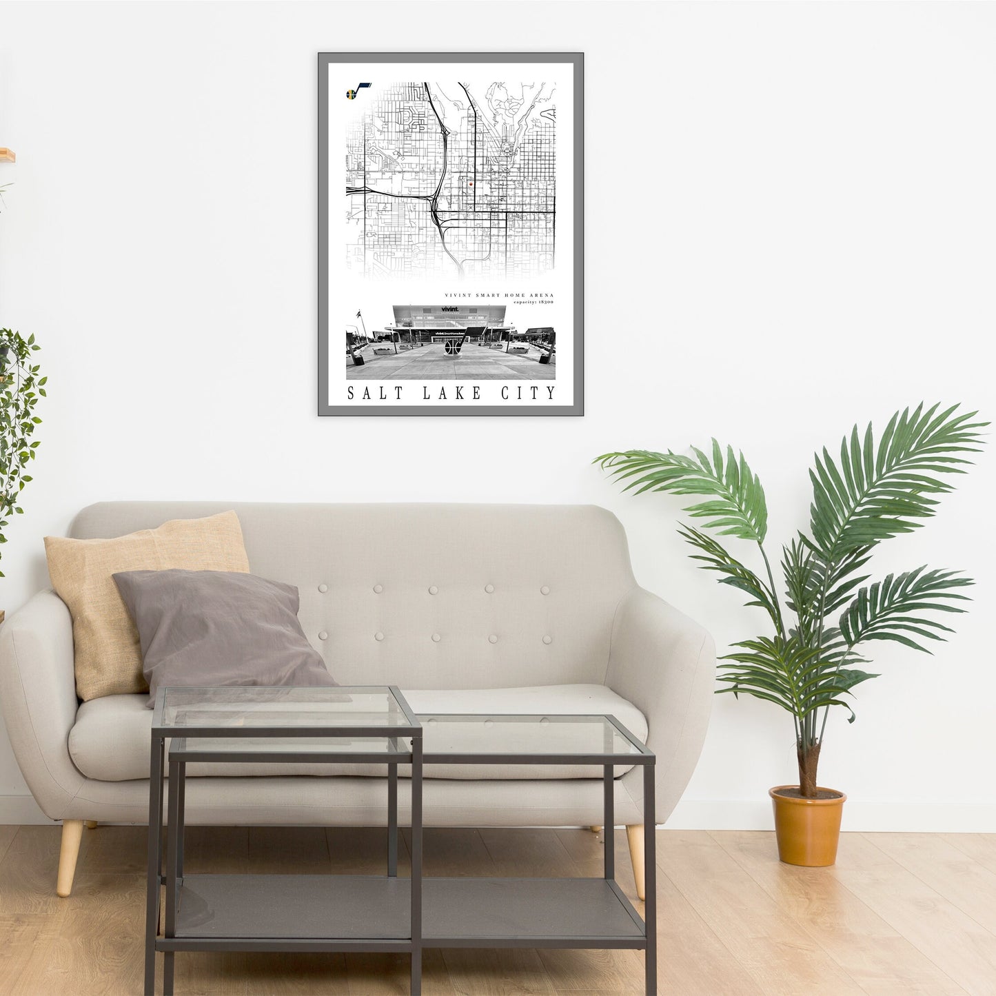 City map of SALT LAKE CITY - Vivint Smart Home Arena - Home Decor Salt Lake CIty - Vivint Smart Home Arena wall decor - Print map