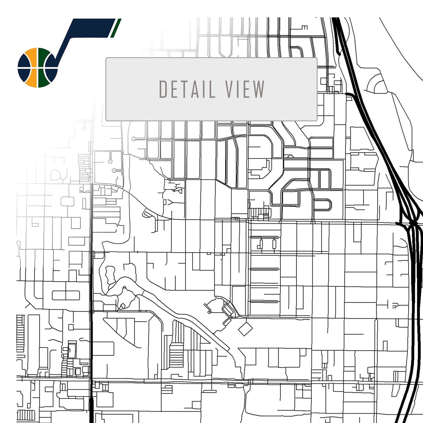 City map of SALT LAKE CITY - Vivint Smart Home Arena - Home Decor Salt Lake CIty - Vivint Smart Home Arena wall decor - Print map