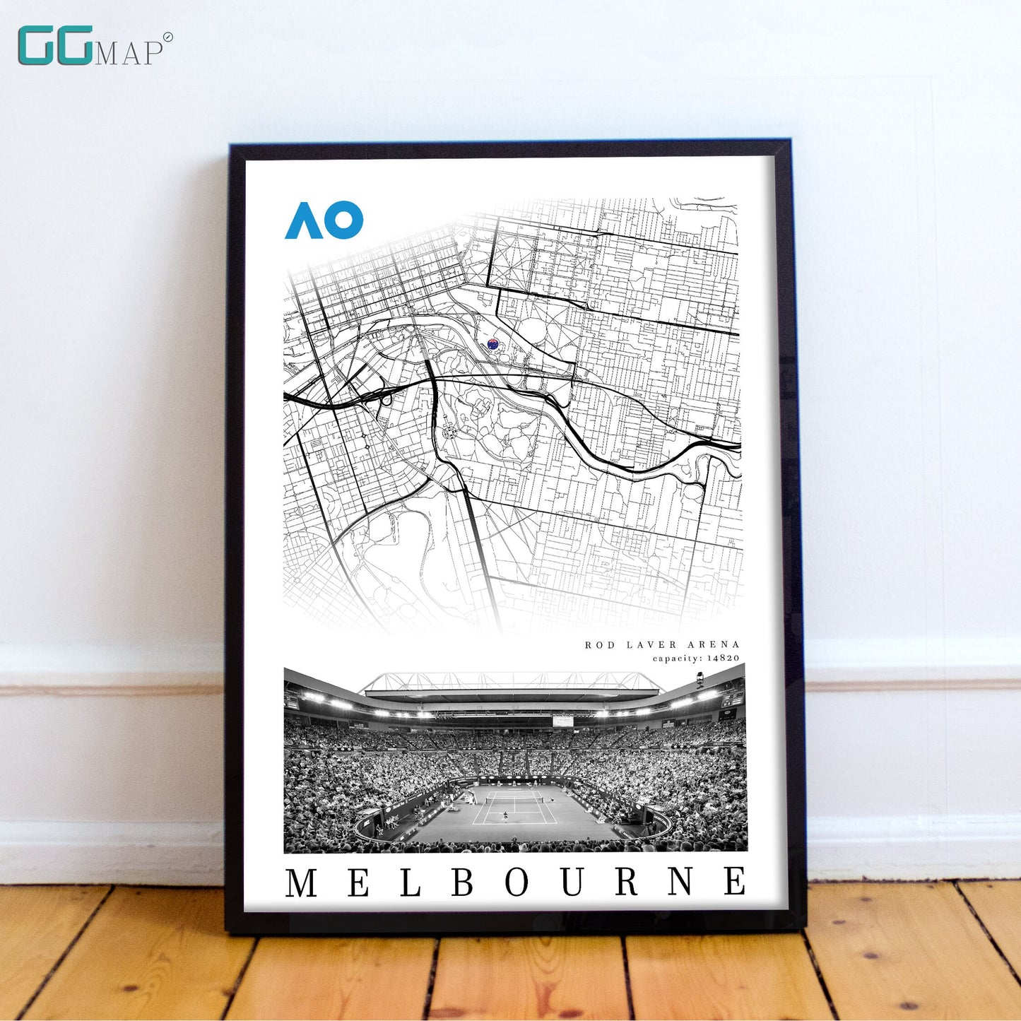 City map of MELBOURNE - Rod Laver Arena - Home Decor Australian open - Wall decor Rod Laver Arena - Rod Laver Arena - Print map