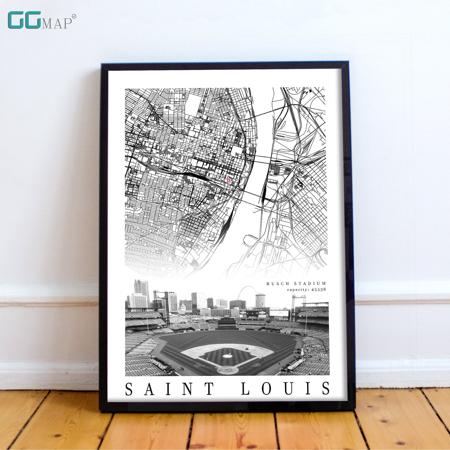 City map of SAINT LOUIS - Home Decor Saint Louis - Busch Stadium wall decor - Saint Louis poster - Saint Louis Cardinals - Print map