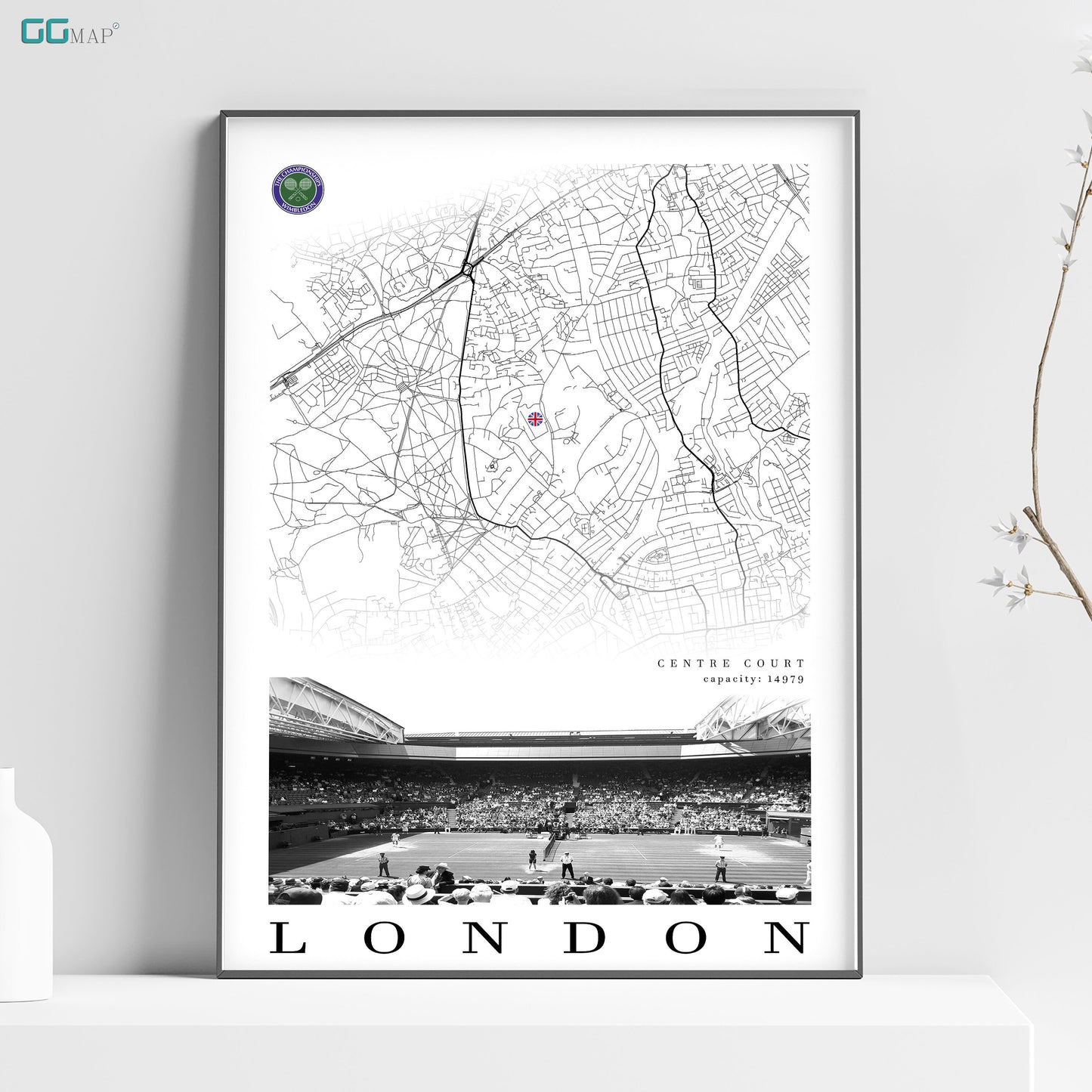 City map of LONDON - Centre Court Wimbledon - Home Decor Centre Court Wimbledon - Wall decor Centre Court Wimbledon - Print map