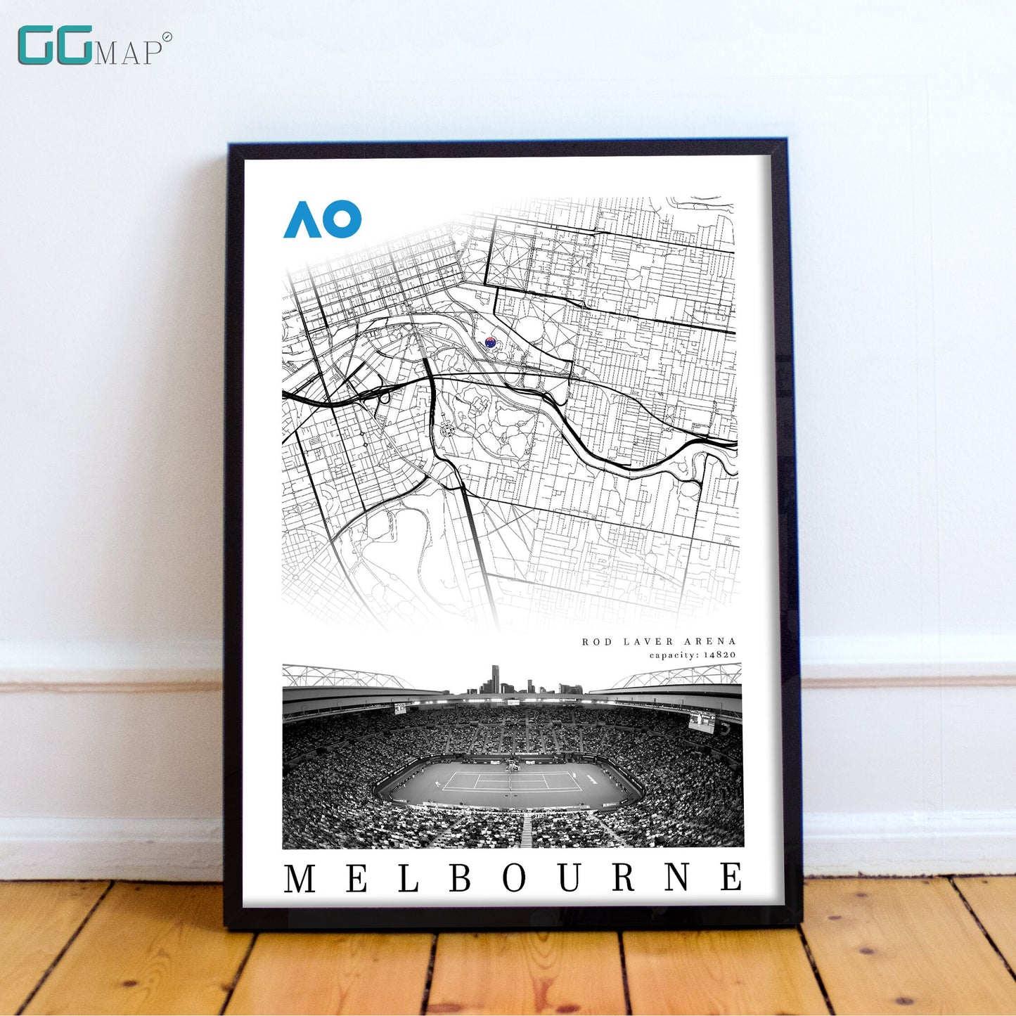 City map of MELBOURNE - Rod Laver Arena - Home Decor Australian open - Wall decor Rod Laver Arena - Rod Laver Arena - Print map