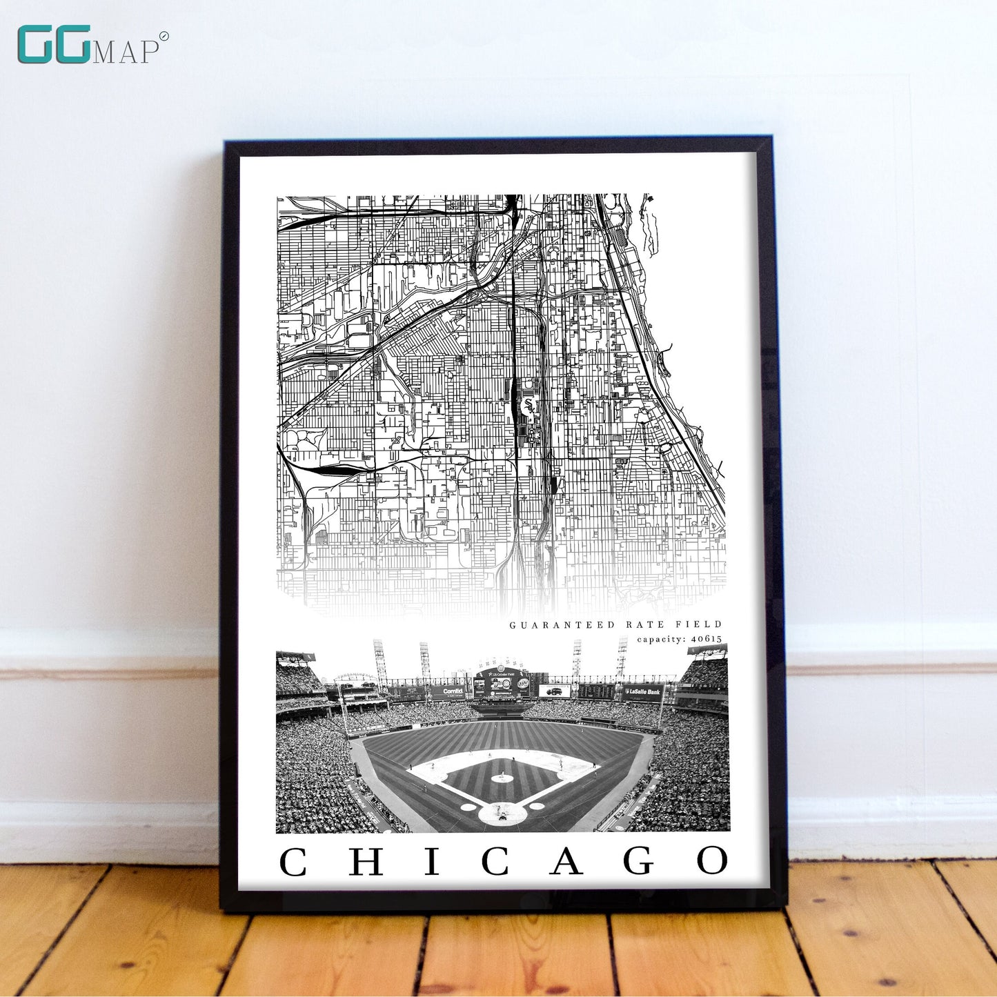 City map of CHICAGO - Guaranteed Rate Field - Home Decor Chicago - Guaranteed Rate Field wall decor - Print map - Chicago White Sox