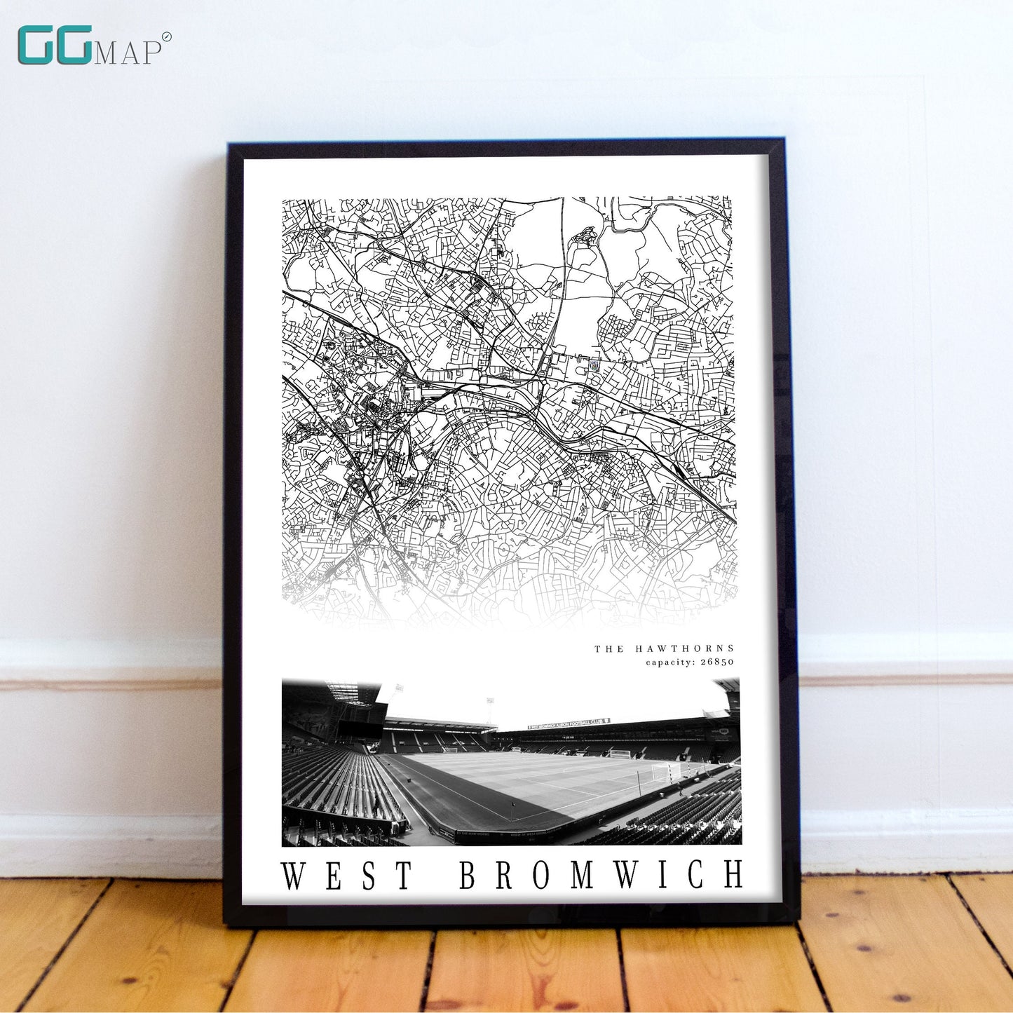 City map of WEST BROMWICH - The Hawthorns - Home Decor The Hawthorns - Wall decor - The Hawthorns gift - Print map - WBA Stadium