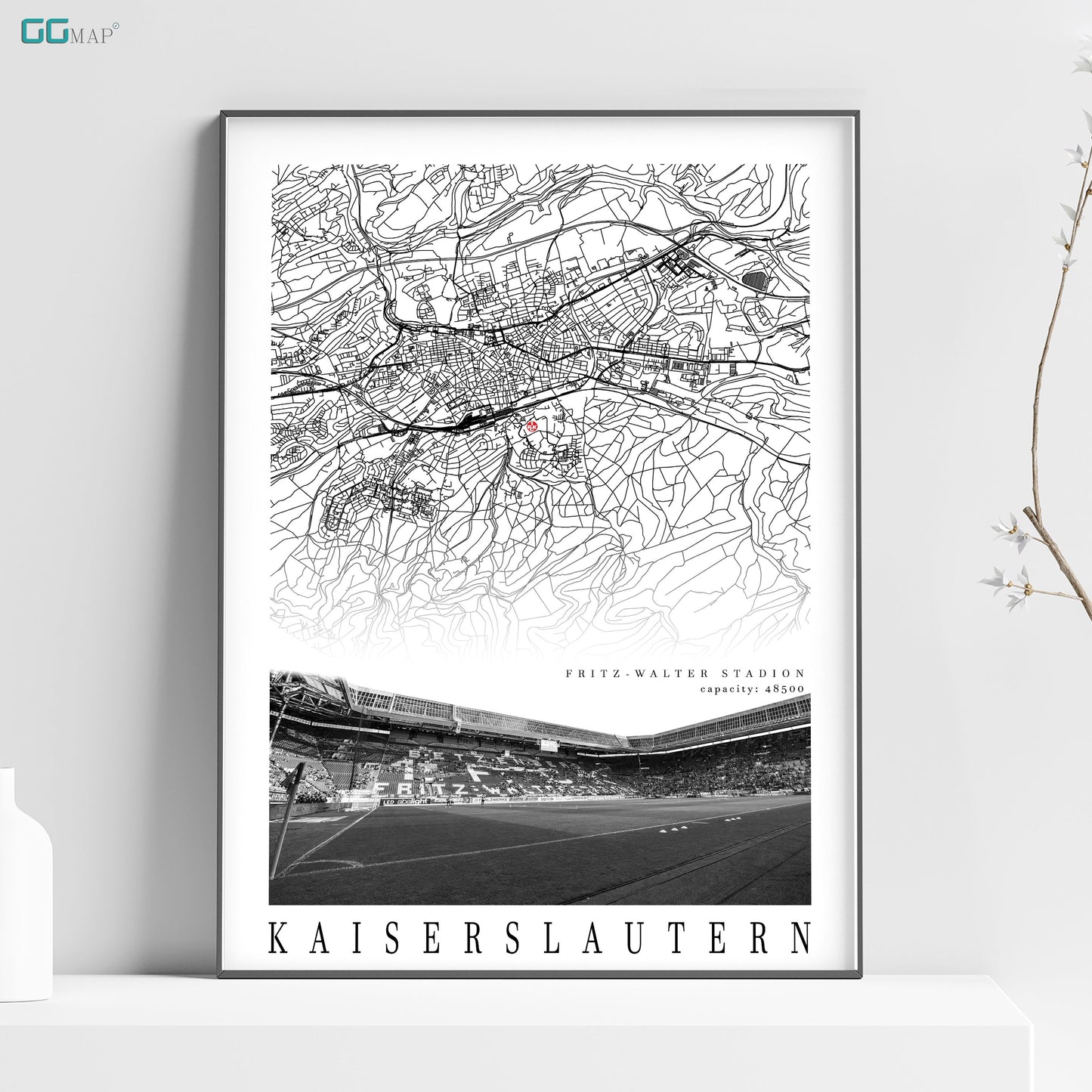 City map of KAISERSLAUTERN - Fritz-Walter-Stadion - Home Decor Fritz-Walter-Stadion - Wall decor - Print map -