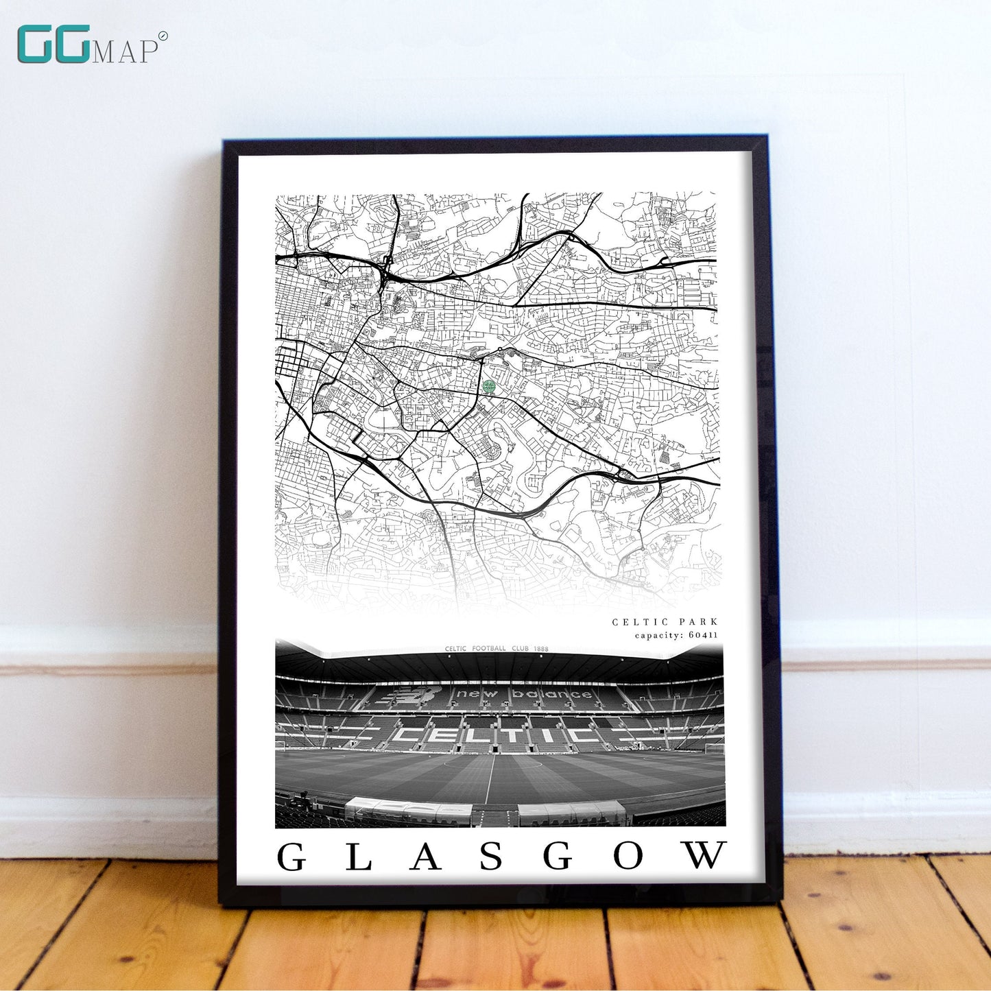 City map of GLASGOW - Celtic Park - Home Decor Celtic Park - Celtic Park gift - Celtic Park wall decor - Celtic Park home decor - Print map