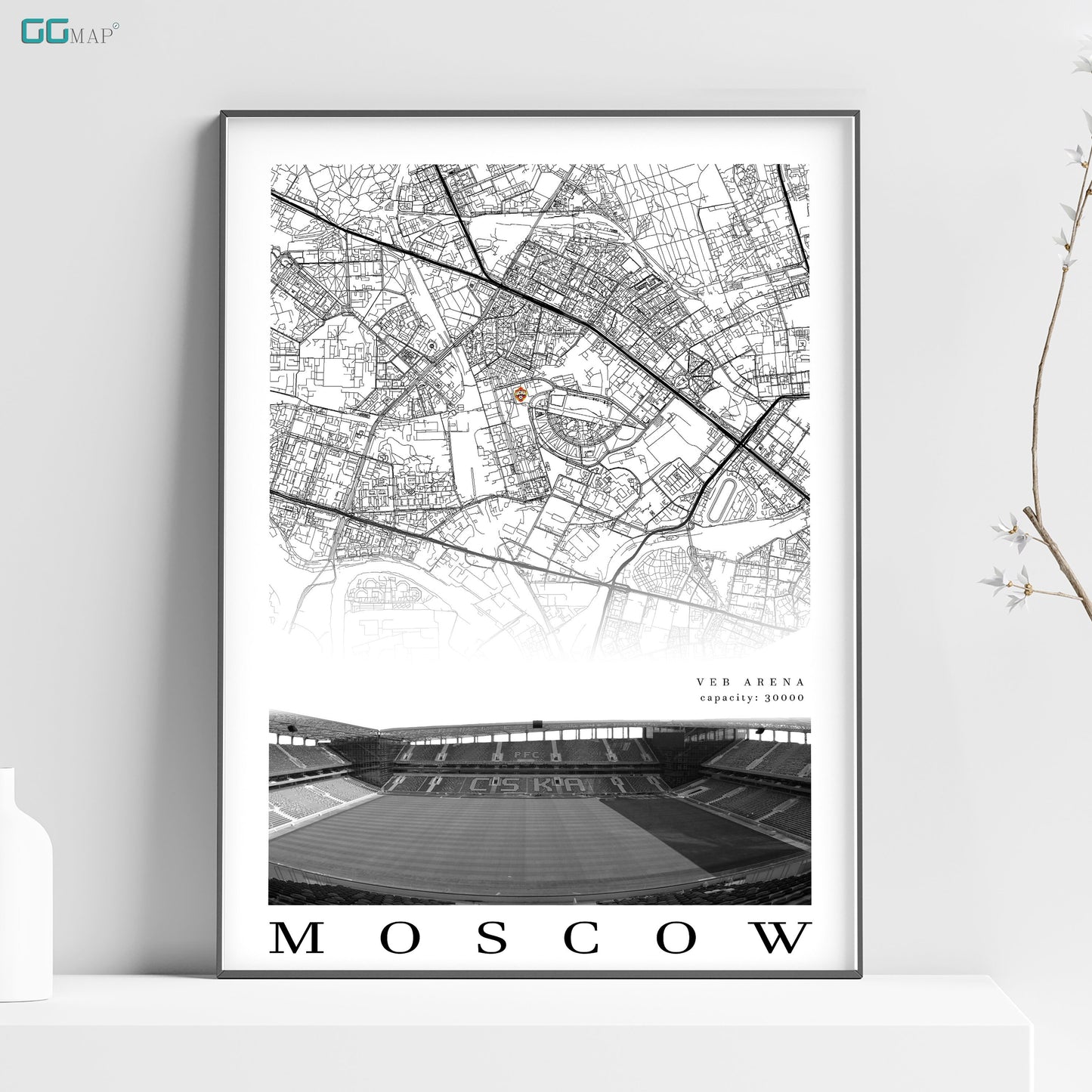 City map of MOSCOW - VEB Arena - Home Decor VEB Arena - Veb Arena gift - Veb Arena wall decor - Print map