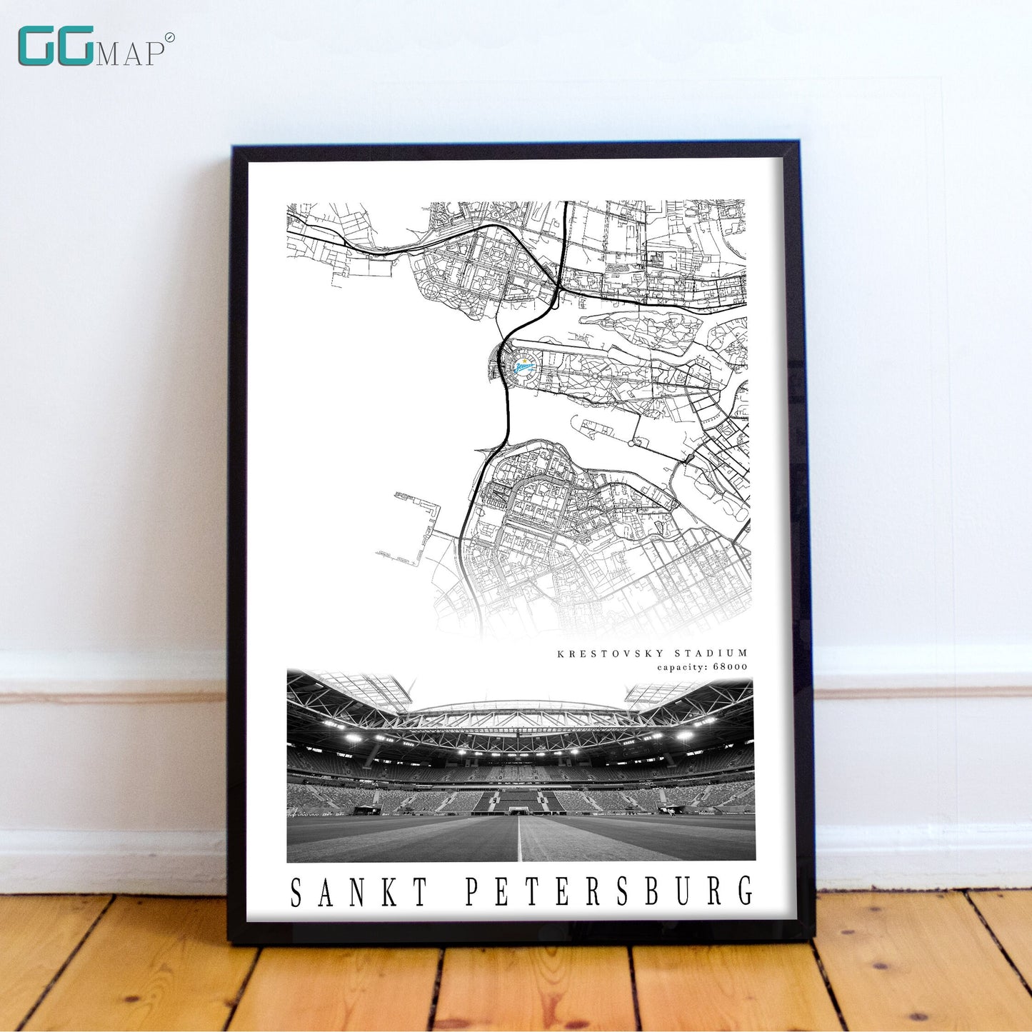 City map of SANKT PETERSBURG - Krestovsky Stadium - Home Decor Krestovsky Stadium - Krestovsky Stadium gift - Print map