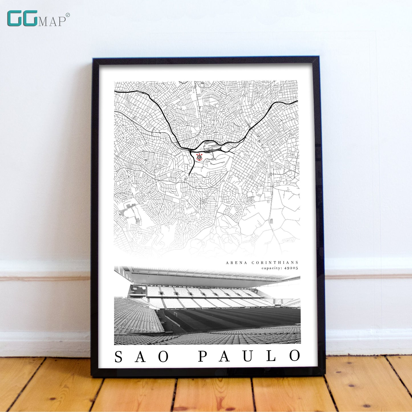 City map of SAO PAULO - Arena Corinthians - Home Decor Arena Corinthians - Wall decor Arena Corinthians - Signal Iduna Park gift - Print map