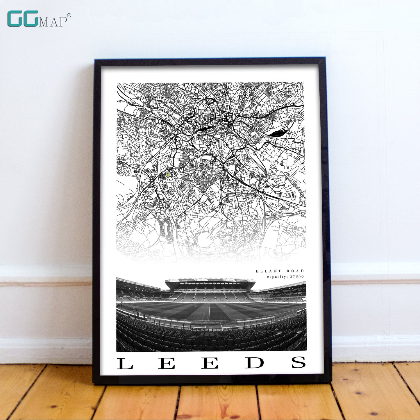 City map of LEEDS - Elland Road - Home Decor Elland Road - Wall decor - Elland Road gift - Print map - Leeds United Stadium