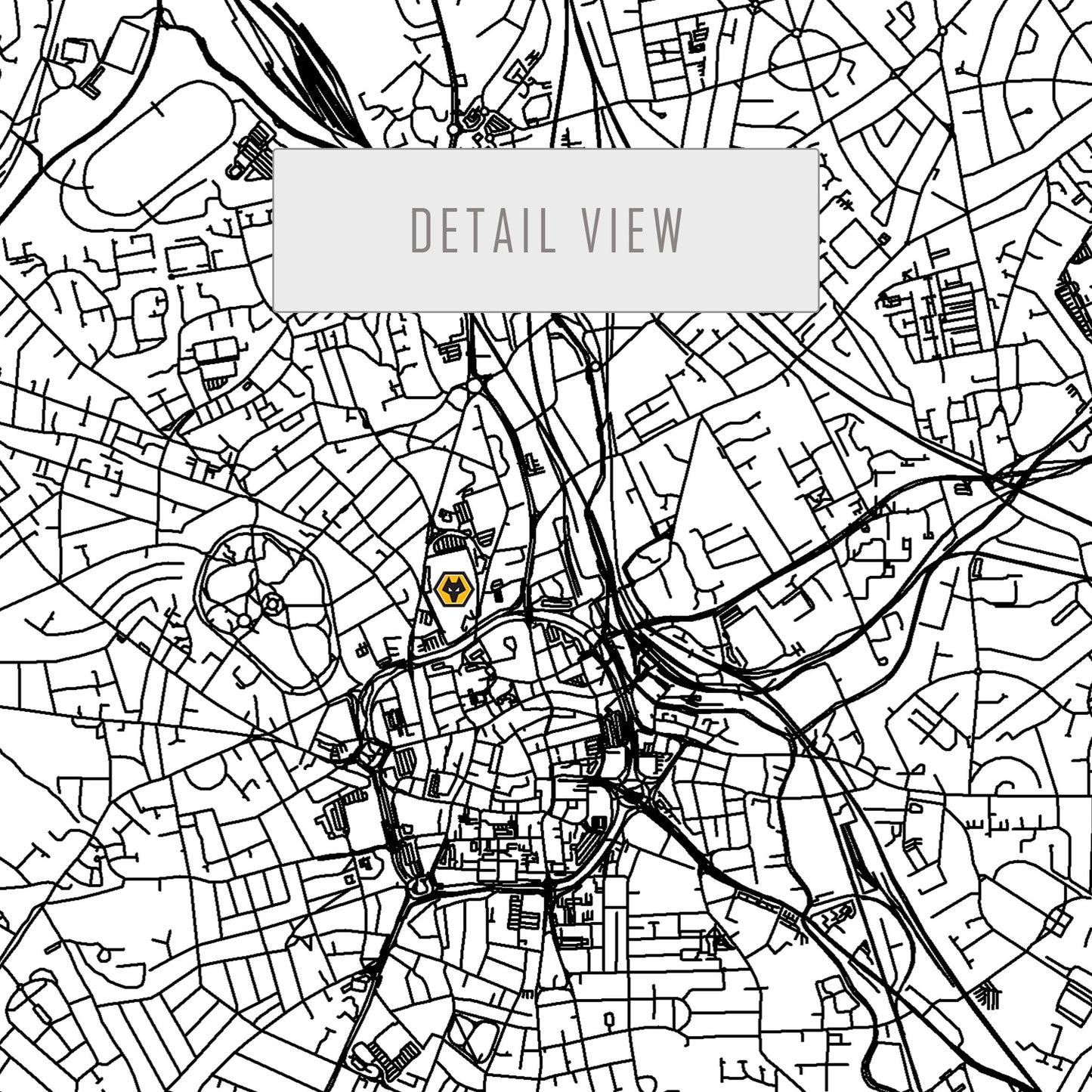 City map of WOLVERHAMPTON - Stadion Molineux - Home Decor Stadion Molineux - Print map - Wolverhampton Wanderers Stadium