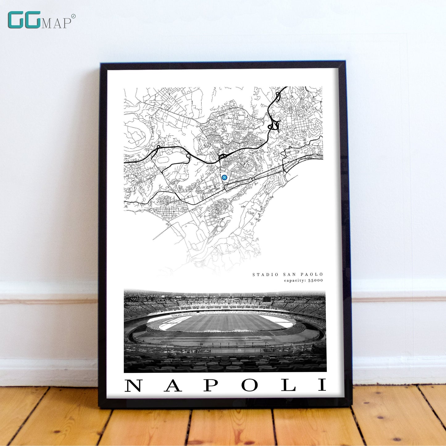 City map of NAPOLI Stadion - Stadio San Paolo - Home Decor Stadio San Paolo - Stadio San Paolo gift - Stadio San Paolo wall decor- Print map