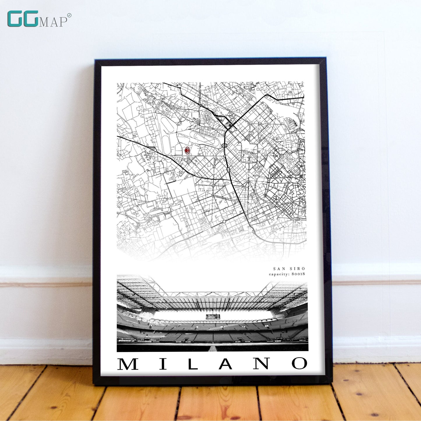 City map of MILANO - AC Milano Stadium - San Siro Stadium - Home Decor San Siro - AC Milano