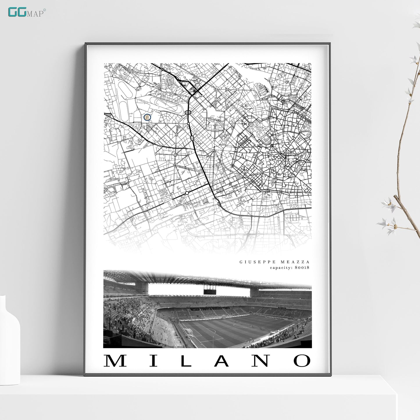 City map of MILANO - FC Inter - San Siro Stadium - Home Decor San Siro - Giuseppe Meazza poster - San Siro Stadio - Inter